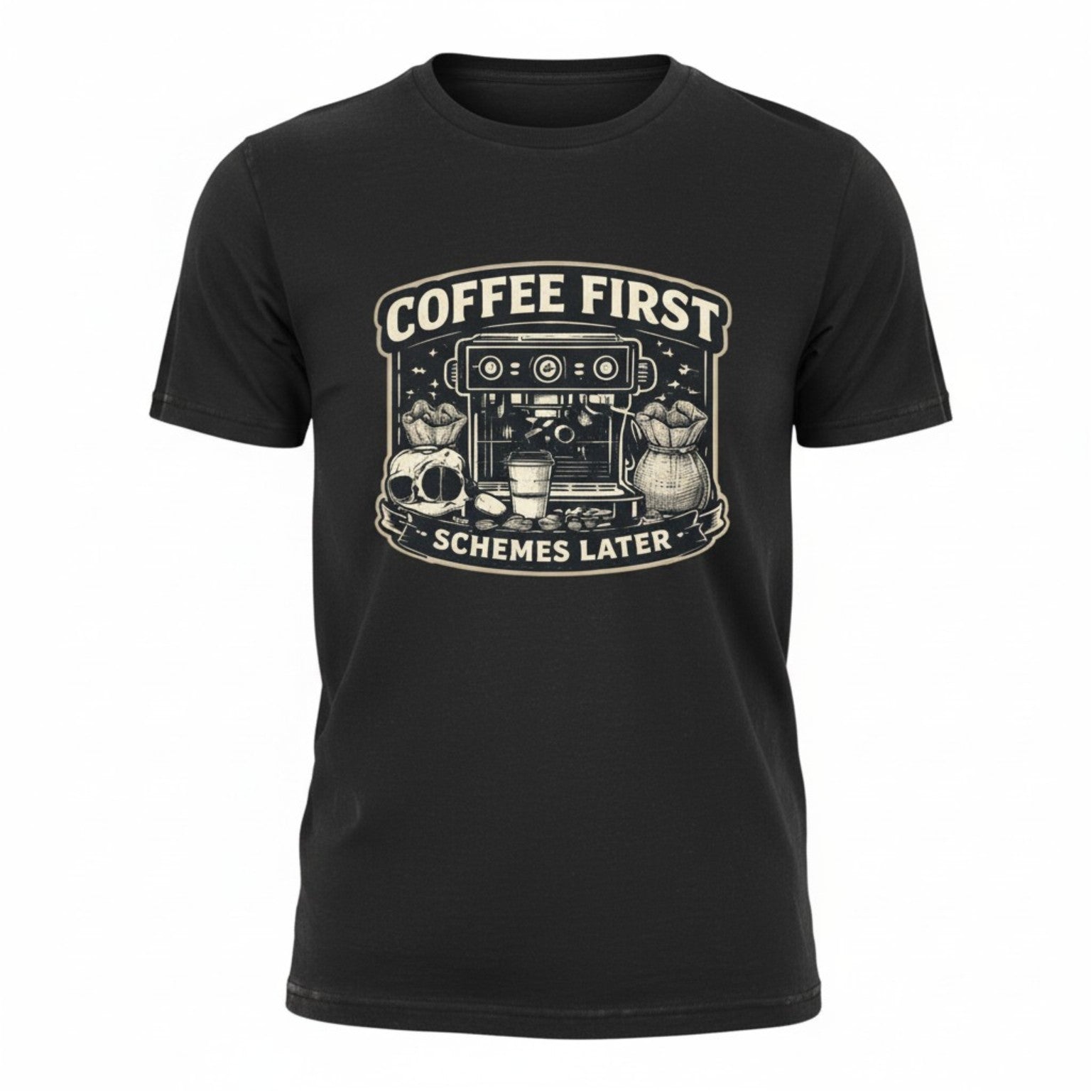 Espresso “Coffee First, Schemes Later” Graphic T-Shirt